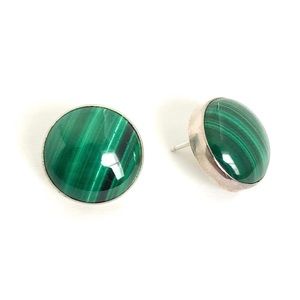 Vintage Zuni Malachite Studs Sterling Silver RG